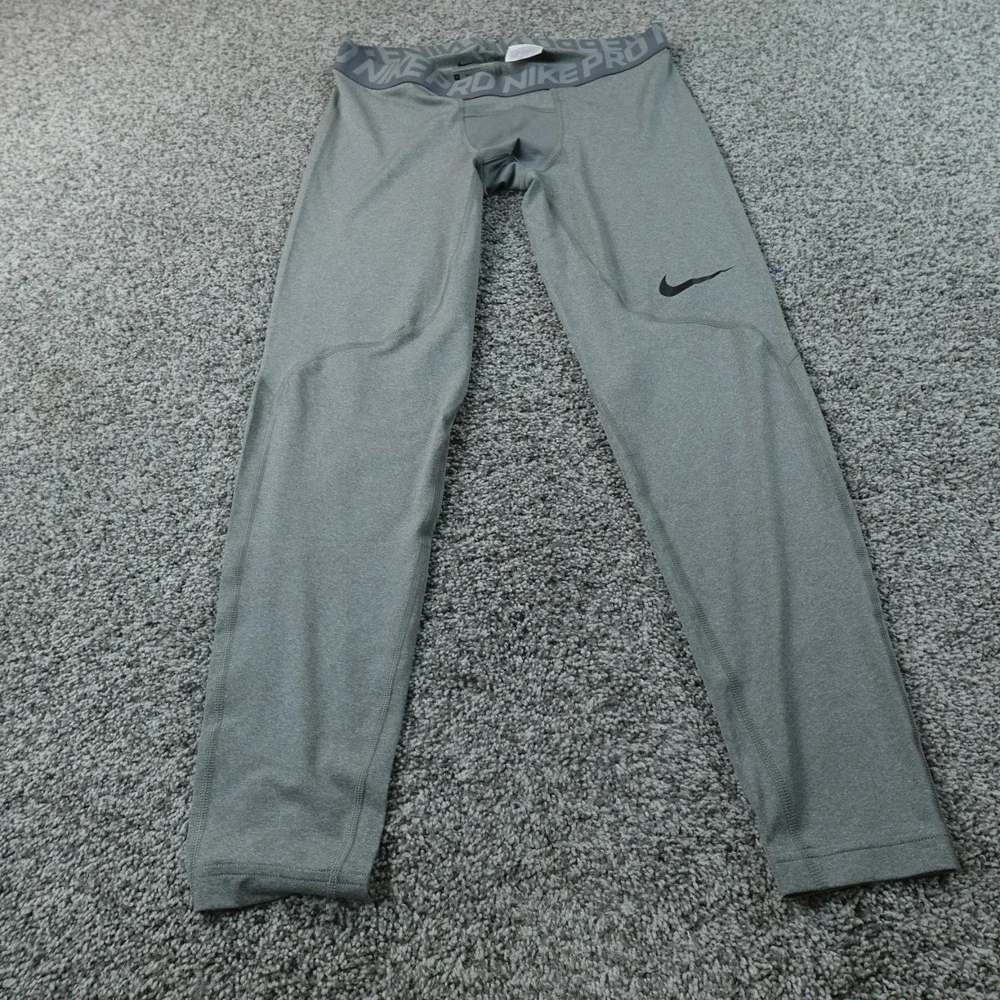 Nike Pro Leggings Mens XL Gray Dri Fit Compression Athletic Workout Gym Pants
